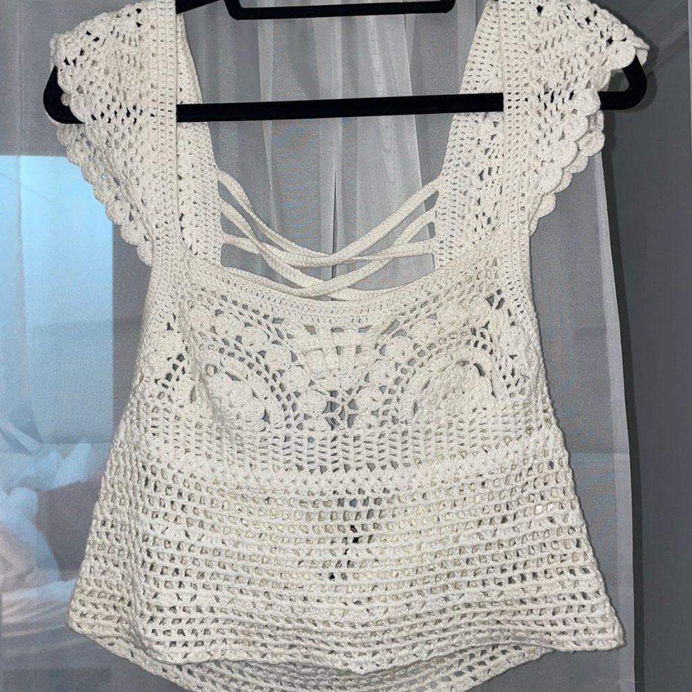 Poof! Crochet Top, Size S